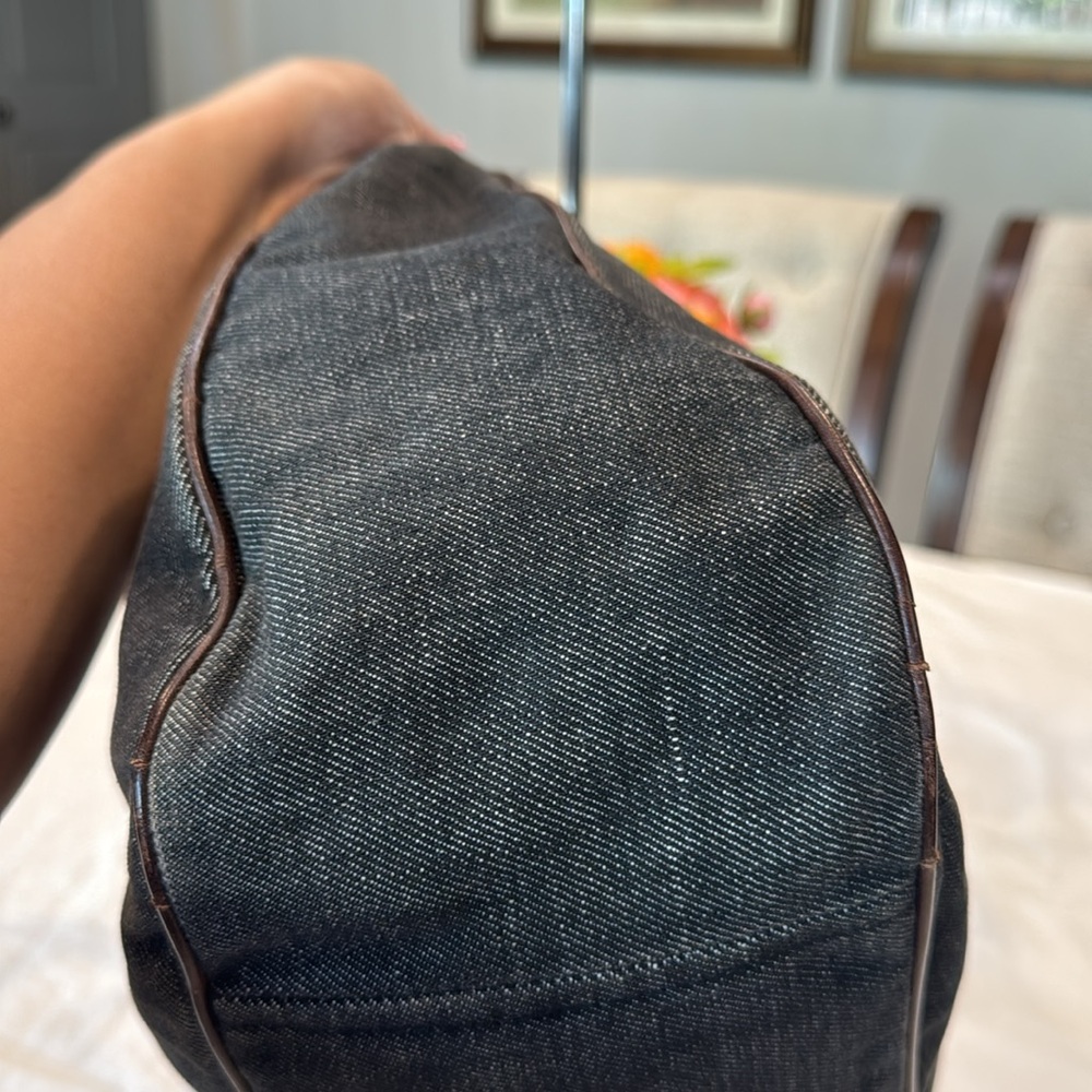 Authentic Prada Dark Denim and Brown Hobo Shoulder Bag - Picture 5 of 16